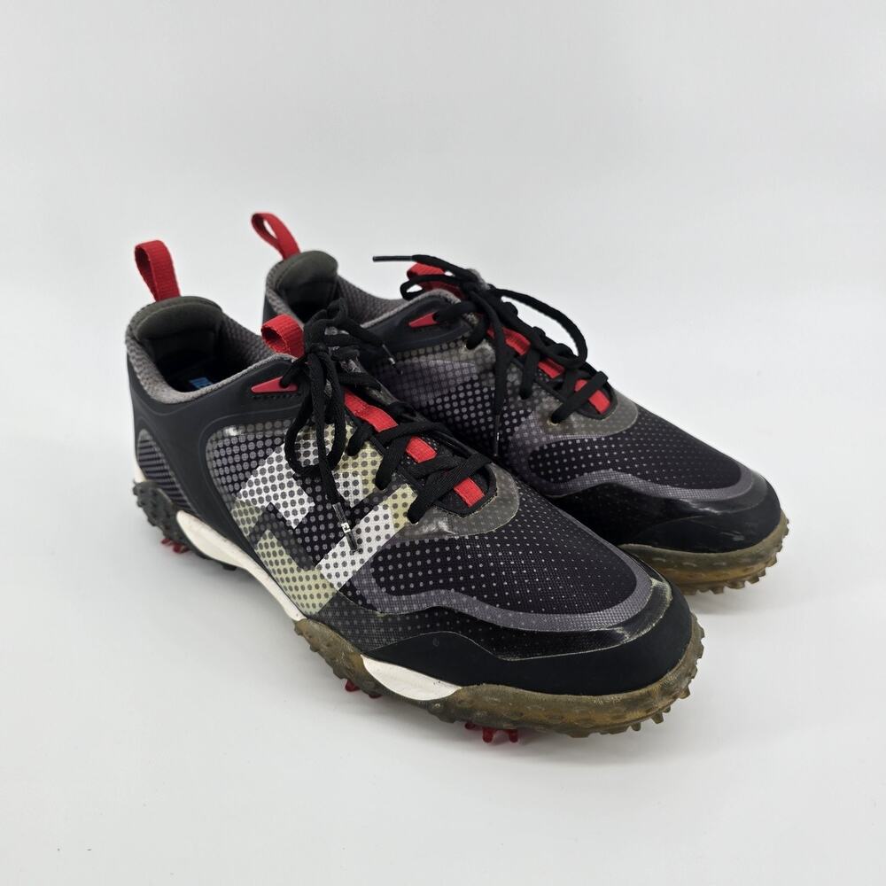 FootJoy FJ Freestyle Golf Shoes Mens 9.5 W Flex Zone Black Red Gray Spikes 57333